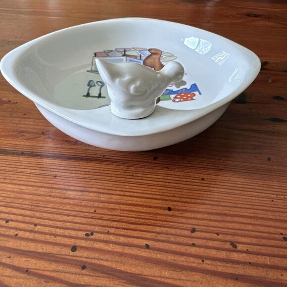 Vintage FD Chauvigny Child’s Porcelain Warming Dish WITH Stopper - Picture 7 of 11